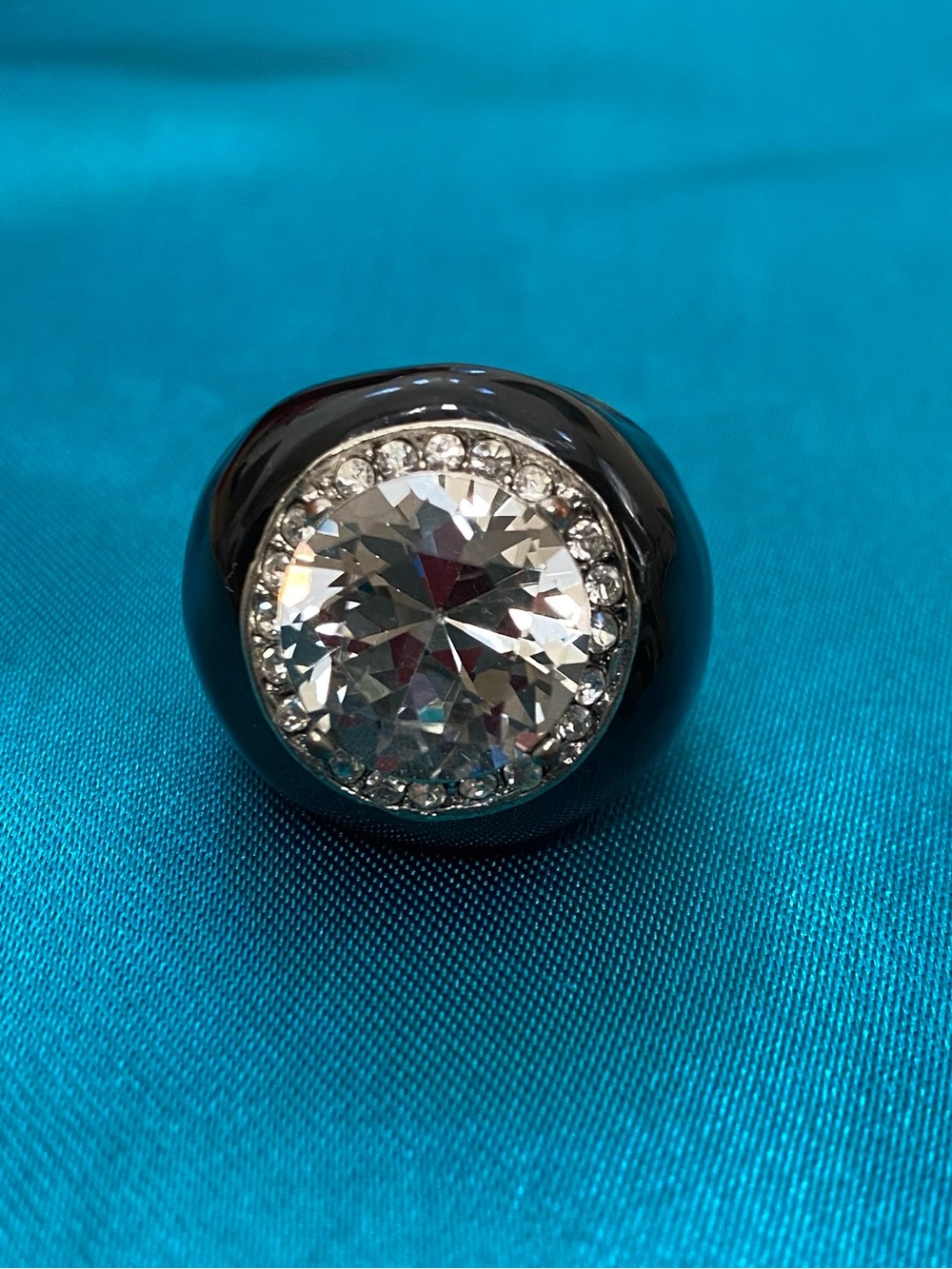 Crystal Dome Statement Ring - Black and Clear